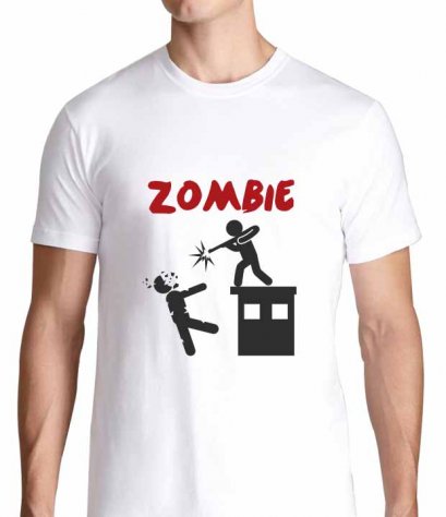 เสื้อยืดคอวี ลายซอมบี้